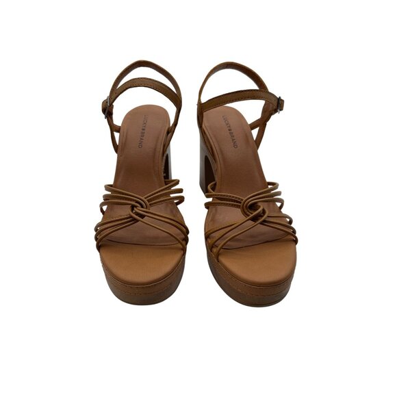 Lucky Brand Size 8.5 Womens Tan Stylist Strappy Platform Sandals Block Heel - Picture 5 of 7